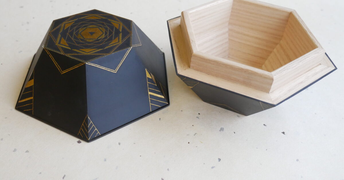 肥後象嵌箱内貼 8角錘（上・下） | 制作事例 | 木工房ひのかわ | 創作