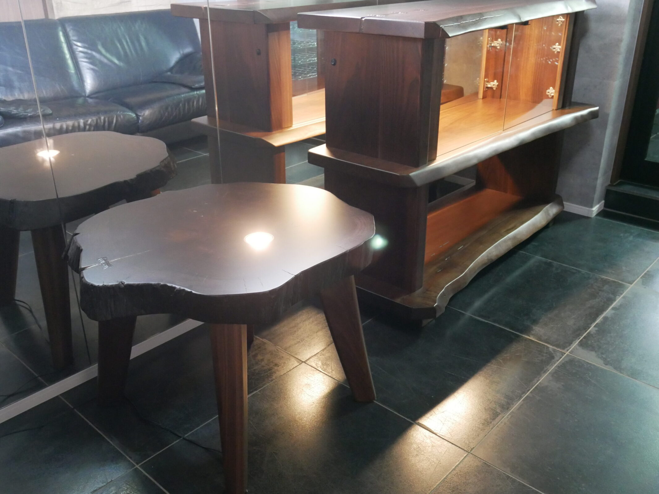 輪切りテーブル 730-540 モンキーポッド一枚板 輪切り テーブル 一枚板テーブル 座卓